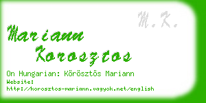 mariann korosztos business card